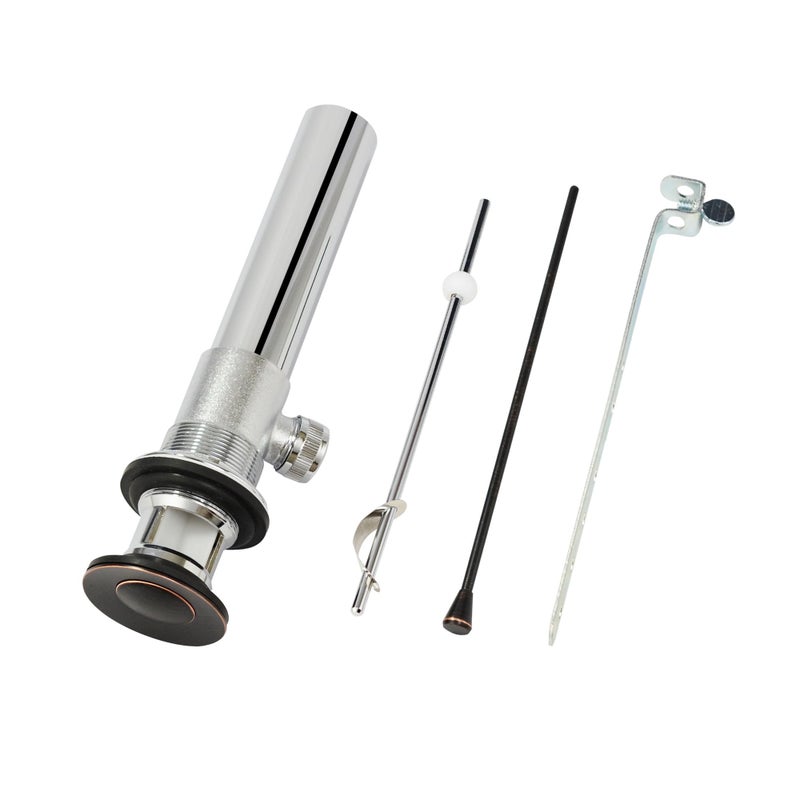 Purelux Bathroom Faucet Vanity Sink Metal Pop-Up Drain Stopper Assembly with Lift Rod and Overflow, Oil Rubbed Bronze Finish - Image 1